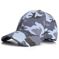 Gorras de béisbol tácticas con estampado de camuflaje, correa ajustable de algodón, deportes al aire libre Unisex, suministro de fábrica OEM, sombreros de 6 paneles de camuflaje
