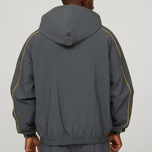 Custom Button Men's 2 Piece Set Zip Hooded Waterproof Lightweight Nylon Jacket <b>Shorts</b> Windbreaker Tracksuit Winter Streetwear - Product Image 3