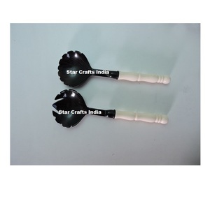 Customized Eco-Friendly Salad Server Set with Horn and <b>Mirrored</b> Steel American Style Dishwasher Safe - Product Image 5