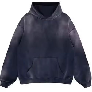 Sweat à capuche unisexe personnalisé en molleton délavé à l'acide, coupe régulière, surdimensionné, long, décontracté, tricoté, 100% coton, service OEM - Product Image 5