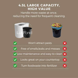 Compostador inteligente de residuos alimentarios LUXFOND para cocina con sensor automático de humedad, sistema de eliminación de olores y producción de compost. - Product Image 6