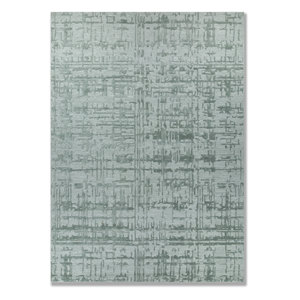 พรมขนสัตว์วิสโคสสีน้ำเงินถักมือลายเพชร รูปทรงสี่เหลี่ยมผืนผ้า ดีไซน์นามธรรม สำหรับตกแต่งบ้าน ห้องนั่งเล่น ทางเดิน - Product Image 1