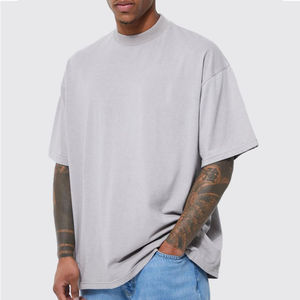 NOUVEAU T-shirt en coton tissé pour homme, design personnalisé, streetwear décontracté, col rond côtelé, coupe ample, poids lourd 220 g/m², grandes tailles - Product Image 2