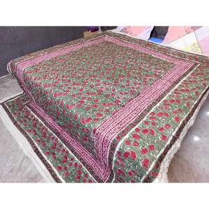 Edredón Jaipuri rajai hecho a mano con estampado de bloques edredones reversibles mantas cálidas de invierno fabricación al por mayor - Product Image 2