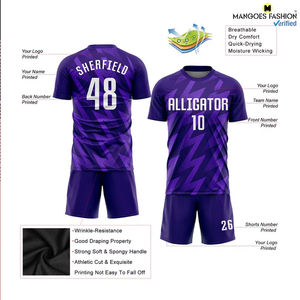 Maillot de football américain par sublimation violet et blanc personnalisé, prix de gros, uniforme en maille vierge avec logo personnalisé bon marché pour hommes - Product Image 2