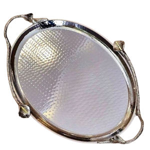 Diseño de forma circular Aluminio Metal Chapado en oro Lujo Hecho a mano Creativo Bajo Platos y platos esmaltados Bandeja Juego de 2 - Product Image 2