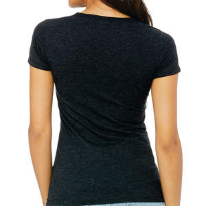 50% Polyester 25% Airlume peigné et anneau filé coton 25% rayonne 40 simple 3.8 oz noir de charbon de bois Triblend manches courtes femmes T-S - Product Image 6