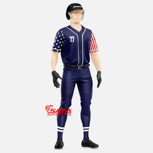 Vente en gros d'usine d'uniformes de baseball pour hommes, ensemble d'uniformes de baseball personnalisé America Baseball Jersey noir et blanc vierge personnalisé - Product Image 2