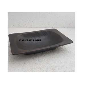 ชามผสมผลไม้ทรงสี่เหลี่ยมขนาดใหญ่ทำจากไม้ชามเรซินสีดำที่ไม่เหมือนใครชามเสิร์ฟสำหรับโรงแรม - Product Image 1