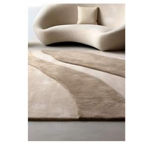 พรมขนแกะสีเบจทำมือกันลื่นกันน้ำได้สำหรับบ้านสำนักงานห้องนั่งเล่นห้องเด็กขนาดต่างๆ - Product Image 3