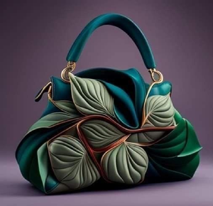 Bolso de mano verde oliva con textura de hoja escultórica en 3D. Disponible a precios de mayoreo. - Product Image 4
