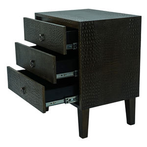 Modern Design Crocodile Skin Faux <b>Foldable</b> Extendable Convertible Bedside <b>Table</b> 3 Drawers Apartment Living Room Bedroom - Product Image 1