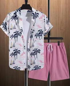 Ensemble short et t-shirt en tissu polaire respirant de haute qualité, personnalisable, printemps, polyester et coton, ensemble décontracté pour homme, vêtements sur mesure pour seniors. - Product Image 1