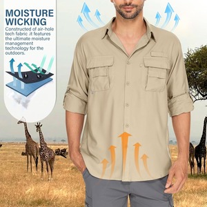 Custom Sublimation Printed Logo Sun Protection Anti UV UPF 50 Quick Dry 100% Polyester Long Sleeve Button-Up Fishing Shirt Men - Product Image 5