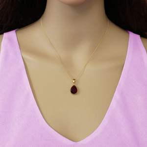 925 Sterling Silver Facettes Poire Cut Bleu Calcédoine Gemme Or Vermeil Lunette Réglage Pendentif Câble Chaîne Collier En Gros - Product Image 3