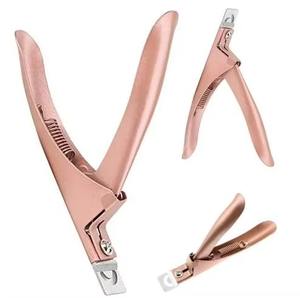 Coupe-ongles et coupe-ongles en acier inoxydable or rose, lame incurvée, ouverture large, outil professionnel pour les ongles artificiels, utilisation en salon - Product Image 1