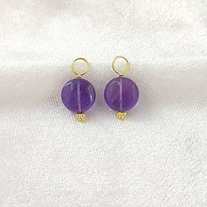 Colgante de amatista febrero Birthstone Tumble Round Charm Round Purple Gemstone Collar para mujer - Product Image 3