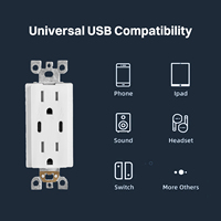 ETL Onaylı 30W 2 USB-C Şarj Cihazlı Çift Prizli Duvar Soketi 15A 125V ABD Elektrik Prizi QC3.0 AFC FCP SCP Apple 2.4A Desteği
