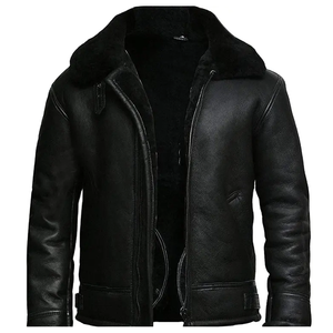 2025 chaqueta de cuero genuino para hombre de estilo americano personalizada abrigo de invierno informal de moda con cierre de cremallera diseño personalizado - Product Image 1