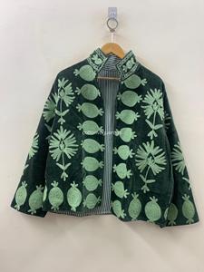 Hand Embroidered Floral Velvet <b>Poncho</b> Mandarin Collar Batwing Sleeve Adult Autumn Outerwear Thick Full Sleeve Vintage Style - Product Image 3