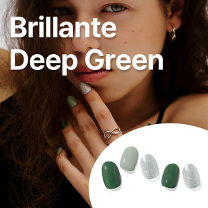 BRILLANTE DEEP GREEN GlowWrap-Tiras de uñas de gel UV semicuradas, de larga duración y calidad de Salón (32PCS) - Product Image 1