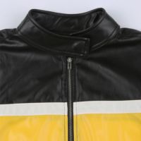 Veste en cuir de motard courte à manches longues tendance pour femmes, col montant, veste de moto courte pour femmes, veste pour hommes 2026