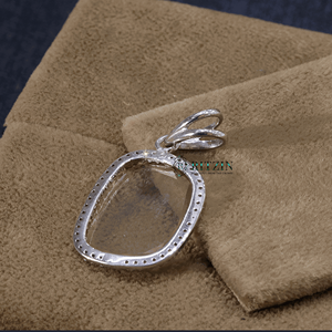 Pendentif en diamant taille tranche blanche pour femme, chaîne en argent sterling 925, pierre naturelle, diamant taille tranche latérale, cadeau de mariage - Product Image 4