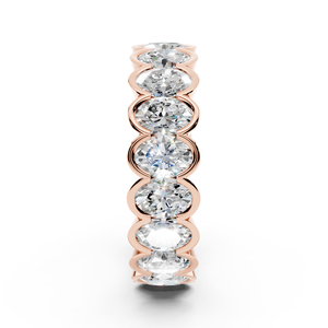 Bague d'éternité en diamant cultivé en laboratoire ovale en or rose exquis Alliance de luxe de style tendance pour les femmes - Product Image 1