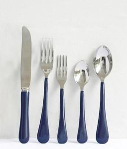 Juego de Cubiertos de tema decorativo con mango de resina azul Acabado pintado moderno con múltiples tamaños y diseños en forma Juego de cucharas de cubiertos - Product Image 1