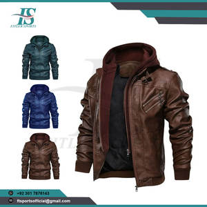 Veste de moto en cuir marron coupe cintrée pour homme-Streetwear d'hiver épais et imperméable respirant à séchage rapide avec manches lanterne - Product Image 5