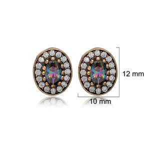 Boucles d'oreilles en pierre de topaze mystique CZ de forme ovale, bijoux turcs faits à la main, vente en gros, boucles d'oreilles en argent Sterling 925 - Product Image 2