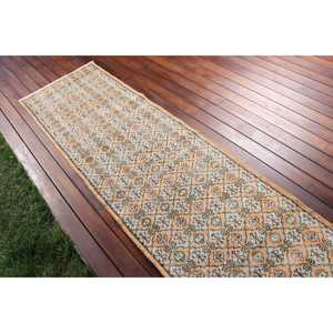 Alfombra Turca Vintage de 2.4x9.1 pies (72x276 cm), Alfombra Azul de Lana Marroquí - Product Image 3