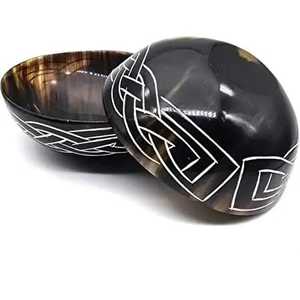 Cuenco de cuerno de búfalo real para uso en hoteles y hogares cuenco de cuerno color natural y cuenco de cuerno blanco y negro a bajo precio - Product Image 1