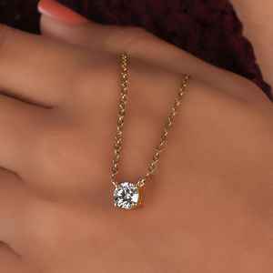 Colgante de laboratorio de diamante cultivado en laboratorio redondo Certificado de Oro de 14 quilates, colgante para declaración de mujer, regalo de aniversario para ella. - Product Image 6