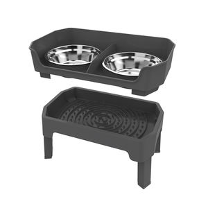 3-in-1 Elevated <span class=keywords><strong>Dog</strong></span> <span class=keywords><strong>Bowls</strong></span> <span class=keywords><strong>Mess</strong></span> <span class=keywords><strong>Proof</strong></span> Double Deck 4 Altura Ajustável Raise Pet <span class=keywords><strong>Dog</strong></span> Bowl Stand com 2 Food Bowl e Lamber Placa - Product Image 5