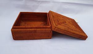High quality handwoven wholesale set of 2 <b>trays</b> rectangle rattan <b>tray</b> with handles for home storage & organization from Vietnam - Product Image 3