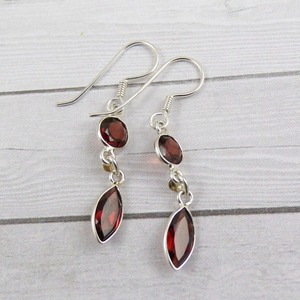 Fashion Girls <b>Garnet</b> Gemstone Drop <b>Earrings</b> 925 Sterling Silver Trendy Party Jewelry - Product Image 3