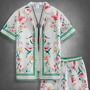 Ensemble de vêtements de sport d'été deux pièces pour hommes Vêtements d'extérieur décontractés en nylon respirant à séchage rapide avec logo personnalisé Ensemble assorti à la mode - Product Image 1