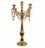 Candelabro de Aluminio Dorado, Hecho a Mano, Alto, con 5 Ramas, Portavelas, Centro de Mesa para Bodas, Decoración, Tamaños Personalizados, Navidad