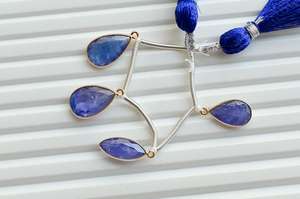 ชาร์มหุ้มทองคำแท้ 18K ประดับพลอยแทนซาไนต์สีน้ำเงิน 4 เม็ด ทรงเหลี่ยมเจียระไน พร้อมลูกปัดพลอยแท้ |   เกรด AA+ คุณภาพสูง - Product Image 6