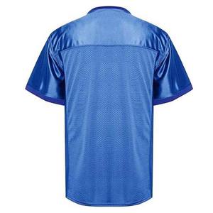 Nouveau maillot de football américain personnalisé sublimé, polyester bleu, manches courtes, col en V, vêtements de sport pour adultes, maillot de football - Product Image 4