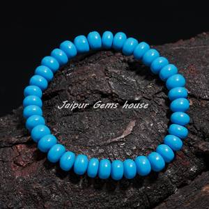 Hot Selling <b>Silver</b> Craft <b>Beads</b> Natural Blue Turquoise Smooth Rondelle Shape Gemstone <b>Beads</b> for Necklace & <b>Bracelet</b> Making - Product Image 4