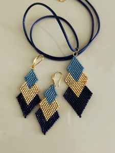 Boucles d'oreilles artisanales Bijoux brodés Boucles d'oreilles ethniques - Product Image 2