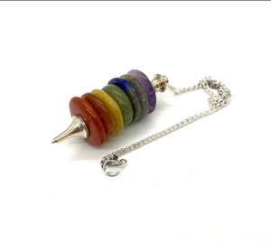 Péndulo de Disco Redondo de Cristal Natural Pulido de 7 Chakras, con Cadena de Metal, para Radiestesia y Meditación Curativa, Superventas - Product Image 5