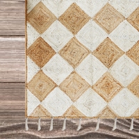 Tapis d'été Offre Spéciale Jute Rectangle Brodé Artisanal Tressé Design Scallop Tapis Naturel pour Maison Hôtel à Bas Prix