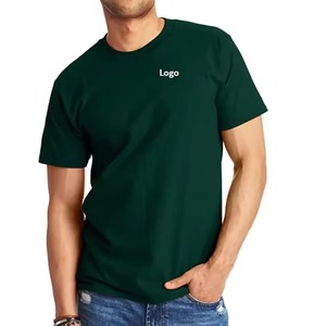 Color verde oscuro 100% algodón en blanco camiseta de gran tamaño 260 gramos peso pesado personalizado recortado camisetas de hombre - Product Image 4