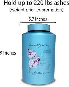 <b>Large</b> Cremation <b>Urns</b> for Adult Male Female Ashes Decorative <b>Urn</b> for Human Ashes with Velvet Bag Butterfly - Product Image 3