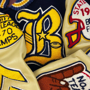 Blousons bombardiers brodés avec logo personnalisé OEM Blouson rétro de baseball Letterman à manches en cuir pour hommes - Product Image 4