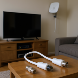 Antena de TV Cavo Blanca de 5 m 75 Db con Adaptador Modelo 00205297 Cable de Audio y Vídeo - Product Image 3