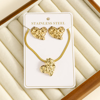 Ensemble collier et boucles d'oreilles pour femmes en acier inoxydable plaqué or, pendentif ovale, fleur, papillon, irrégulier, circulaire, pour cadeaux
